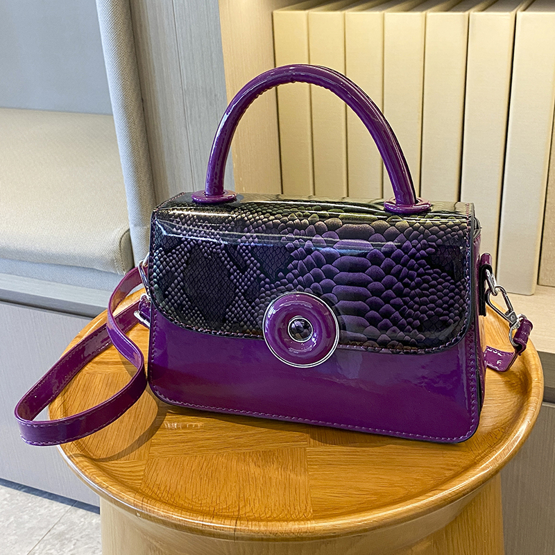 Top Handle Patent Bag - Mini Small Square Bag Luxury Purple