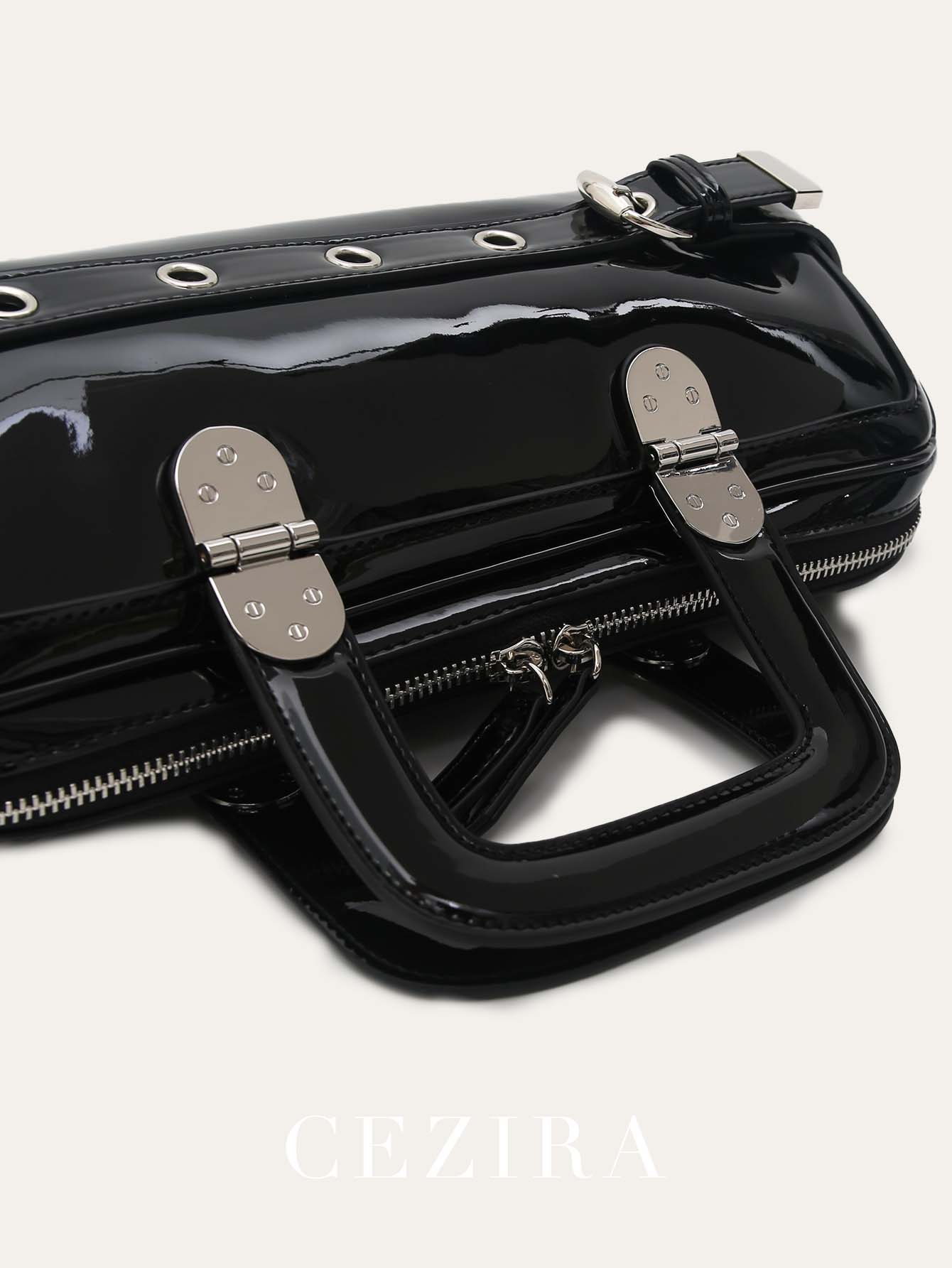 CEZIRA Fashion Punk Patent PU  – обзор и цена Top Handle Patent Bag